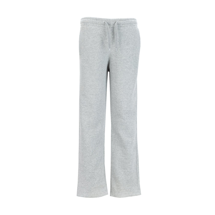 Youth heather grey fleece wide-leg pants with elastic waist and drawstring