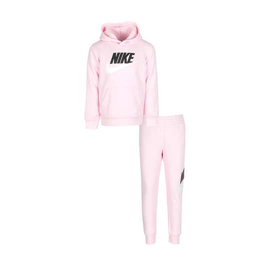 Toddler pink fleece hoodie and jogger set with NIKE logo
