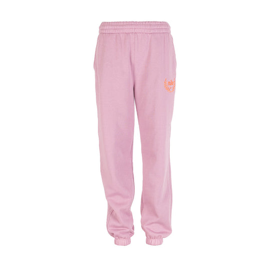 Youth plum fleece graphic sweatpants with ribbed cuffs and drawstring waist