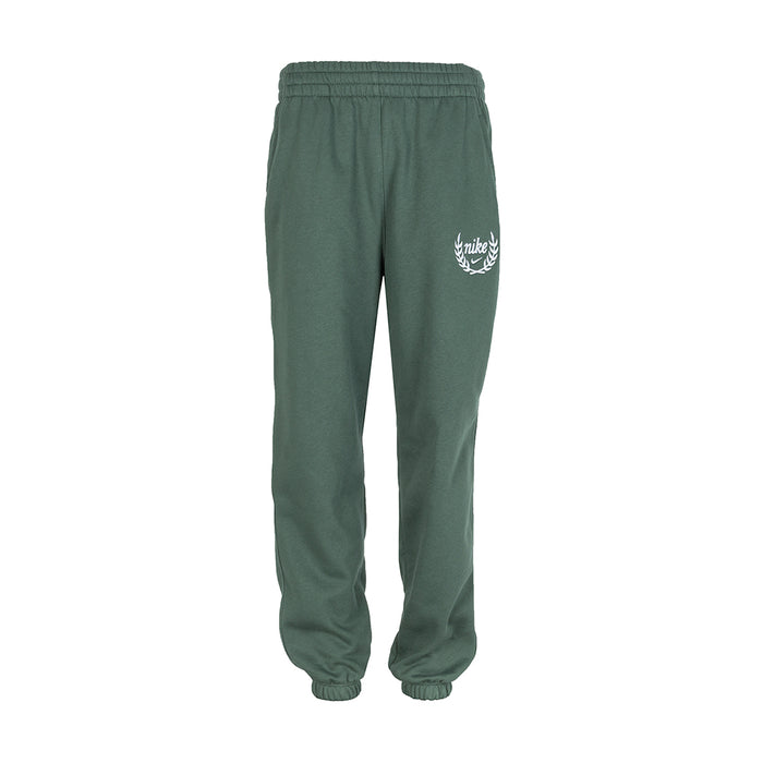 Youth loose graphic fleece pants, vintage green with white side logo
