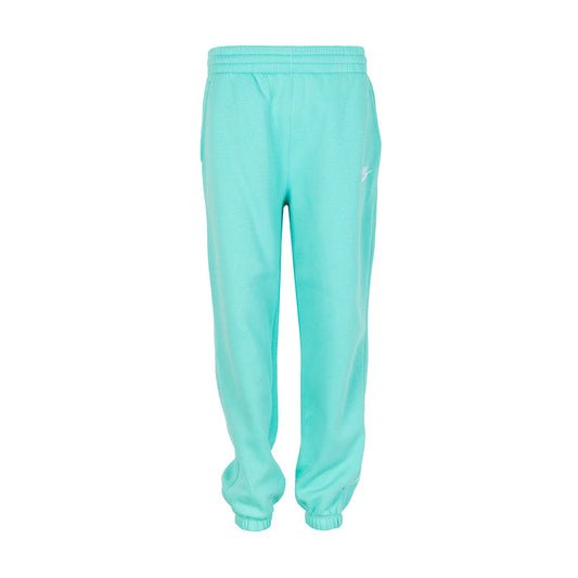 Youth loose fleece pants in light teal/turquoise with elastic cuffs and waistband