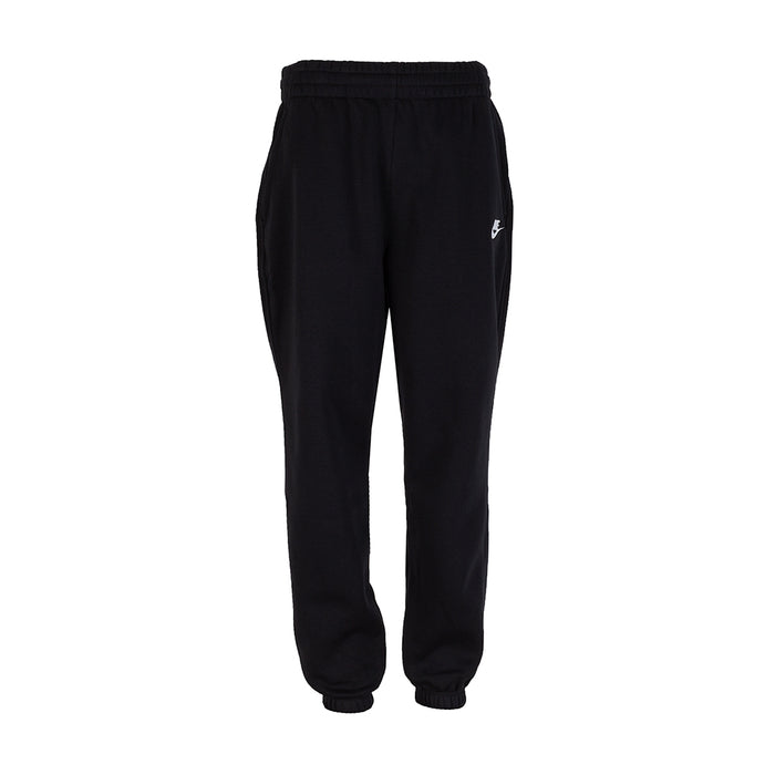 Youth black fleece loose pants with elastic waistband and ribbed ankle cuffs