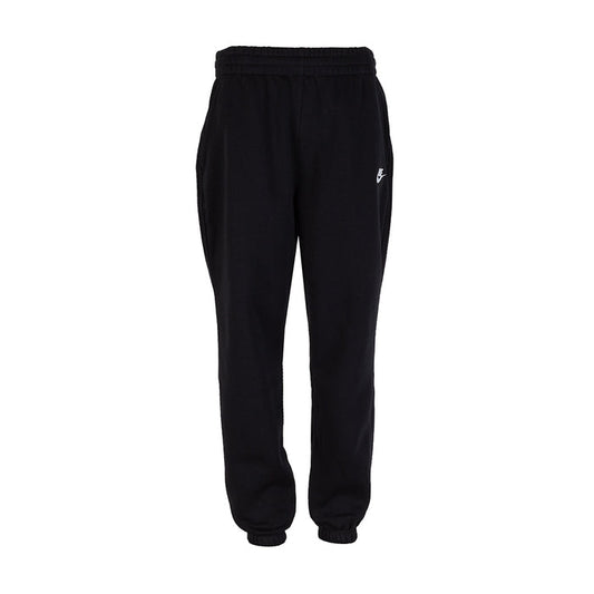 Youth black fleece loose pants with elastic waistband and ribbed ankle cuffs
