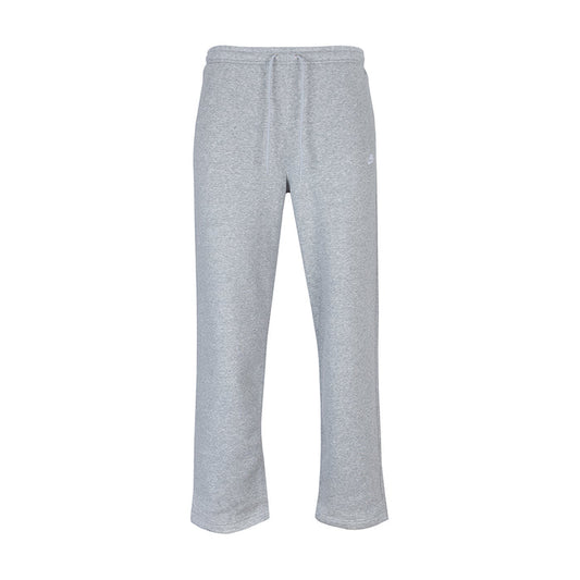 Mens grey heather fleece sweatpants with elastic waistband and drawstring hem cuffs