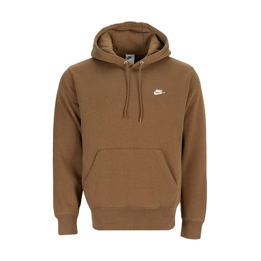 Men's pullover hoody in mosswood brown with hood, drawstrings, and kangaroo pocket.