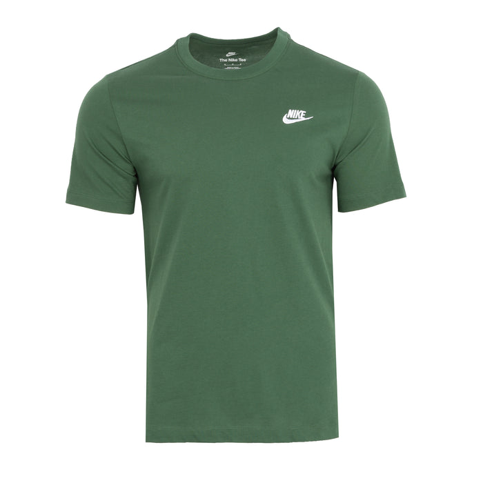 Men's green Nike crew-neck t-shirt with small white logo on left chest