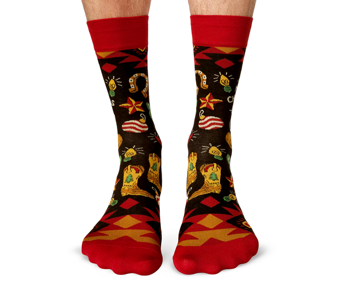 COUNTRY CHRISTMAS MENS CREW NOVELTY SOCKS - UPTOWN SOX