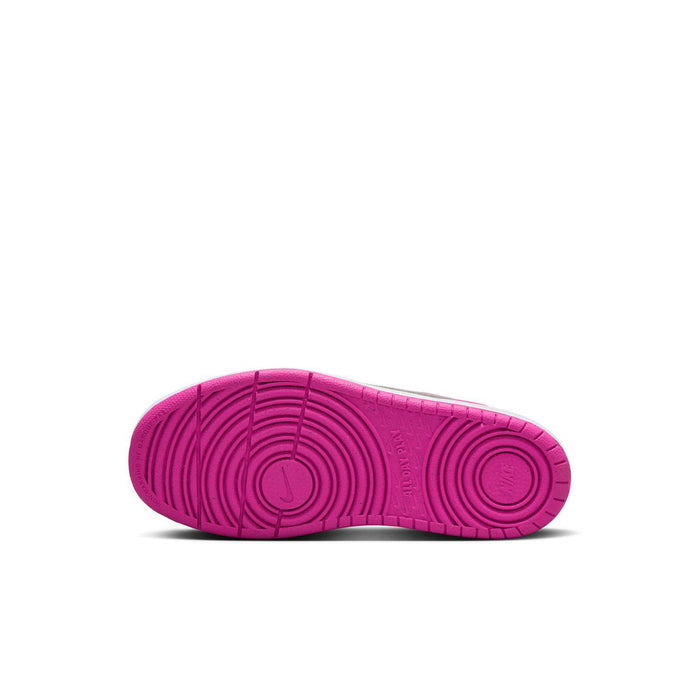 Kids low-top sneaker outsole with dark pink rubber tread