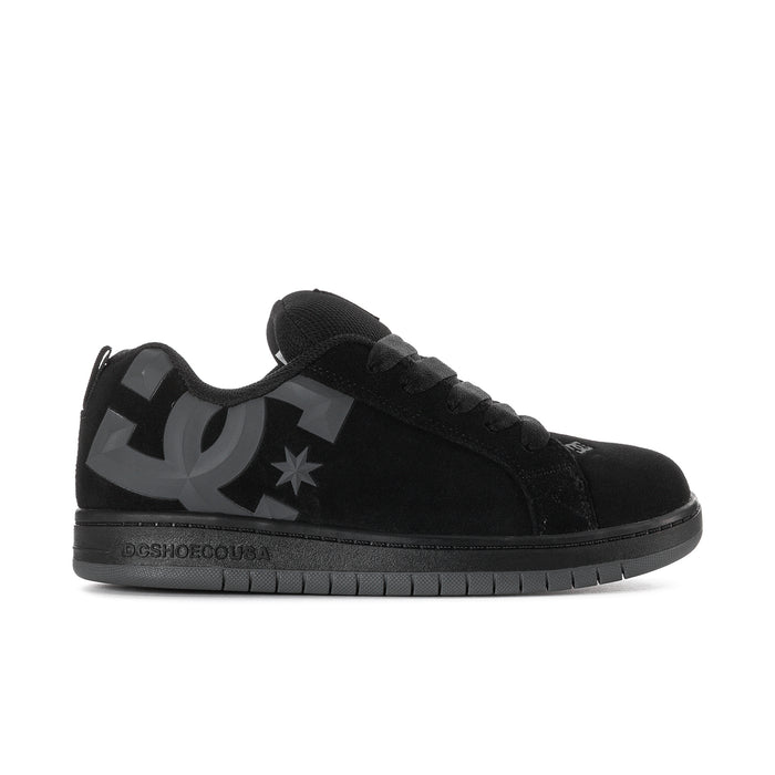 Youth black lace-up skate shoes with DC star logo and chunky rubber sole
