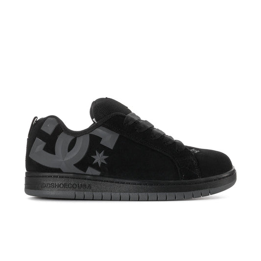 Youth black lace-up skate shoes with DC star logo and chunky rubber sole