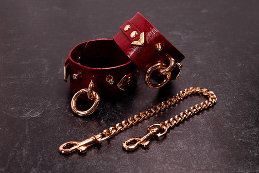 'Crimson Kiss' - 6" - 8" Cherry Leather & Rose Gold _ LIMITED _
