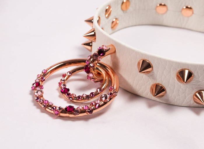 "Crushed Candy" - 12.5" - 15" White & Rose Gold Crystalized Collar _ LIMITED _