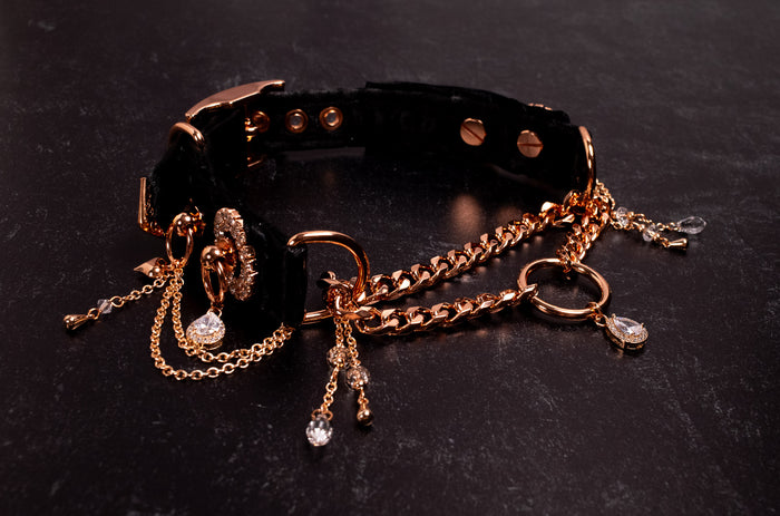 "Crystal Bond" - Black Luxury Martingale Collar