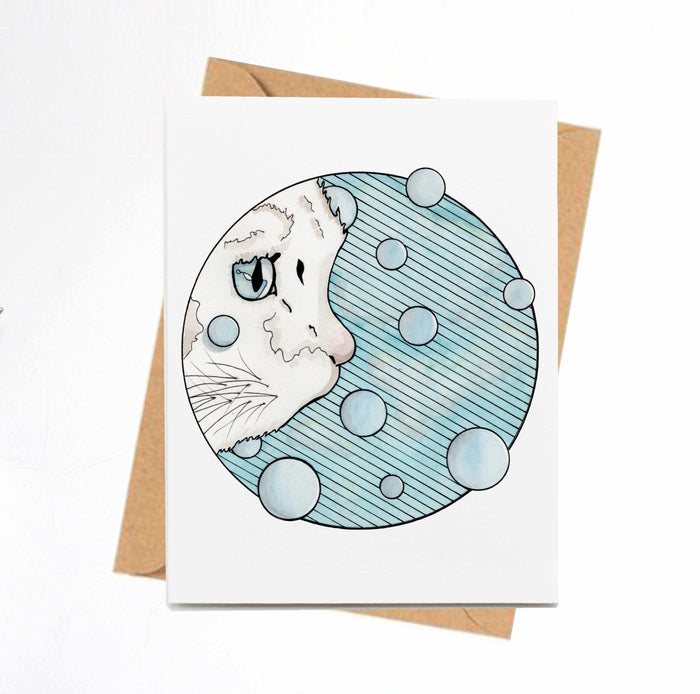 PinkPolish Design Note Cards "Curiosity Cat" Handmade Notecard