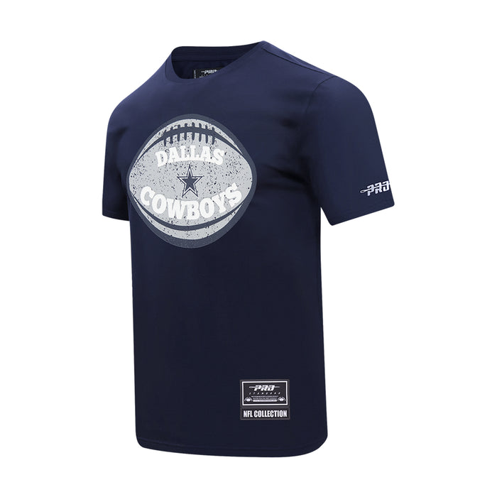 Men's navy Dallas Cowboys front graphic T-shirt with helmet patch and NFL badge