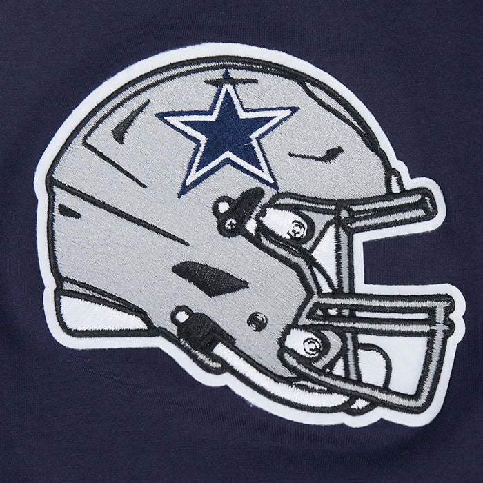 Men's navy Dallas Cowboys helmet graphic patch on T-shirt