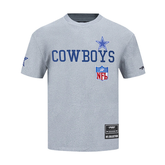 Men's heather gray Cowboys T-shirt with large front Cowboys logo and NFL shield