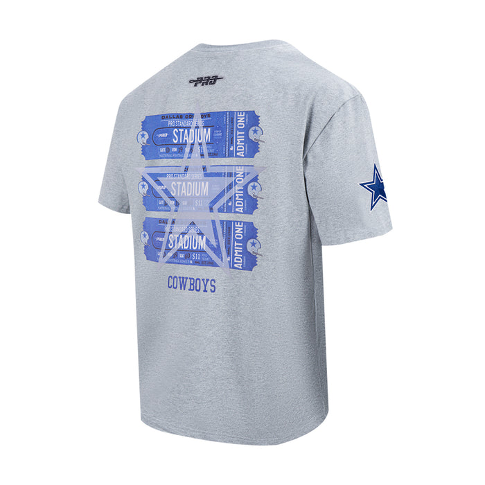 Men's heather gray Cowboys T-shirt with large back stadium graphic and side star
