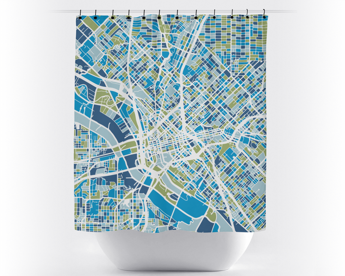 Dallas Map Shower Curtain - usa Shower Curtain - Chroma Series