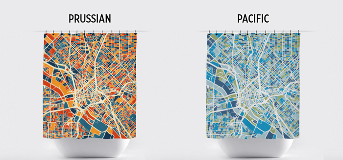 Dallas Map Shower Curtain - usa Shower Curtain - Chroma Series