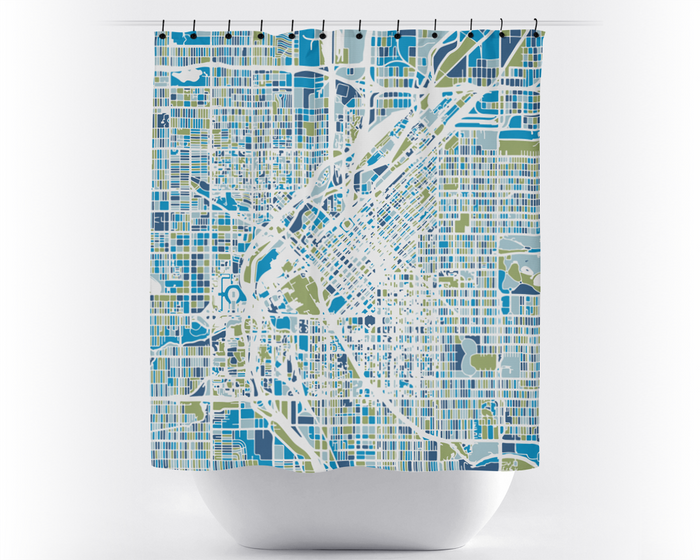 Denver Map Shower Curtain - usa Shower Curtain - Chroma Series