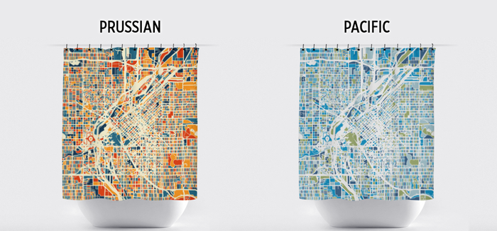 Denver Map Shower Curtain - usa Shower Curtain - Chroma Series