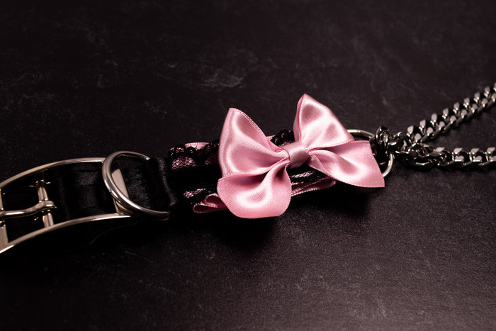 Design Your Own Black Lace and Velvet Crystal Heart Martingale Collar