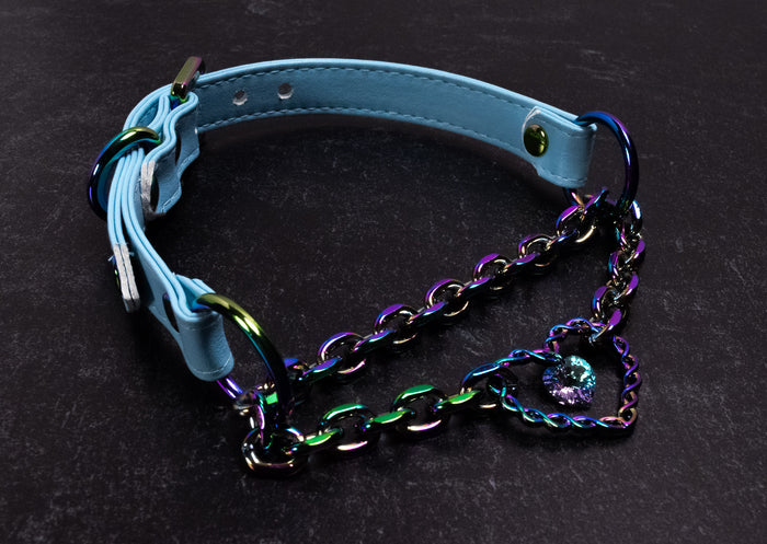 Design Your Own Vegan Leather Crystal Chained Heart Martingale Collar