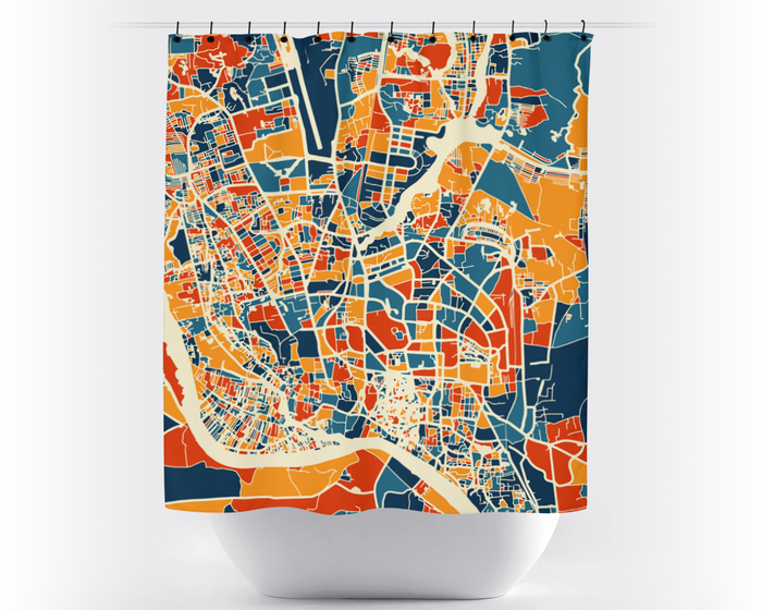 Dhaka Map Shower Curtain - bangladesh Shower Curtain - Chroma Series