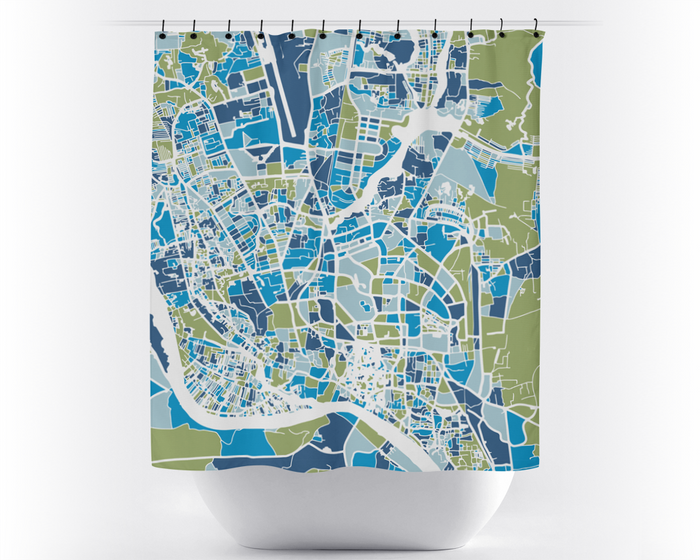 Dhaka Map Shower Curtain - bangladesh Shower Curtain - Chroma Series