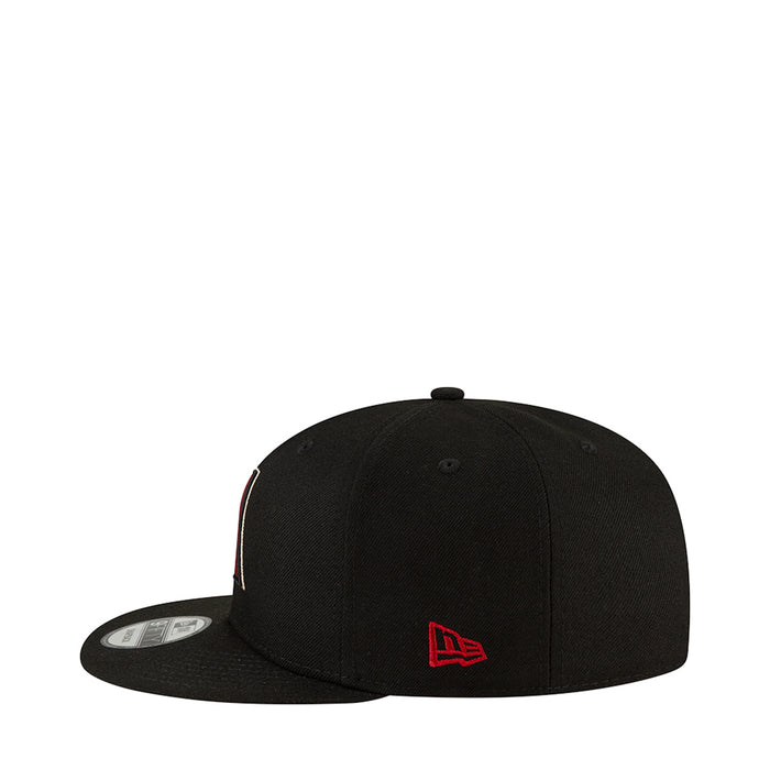 Black baseball cap with New Era logo tab on the side