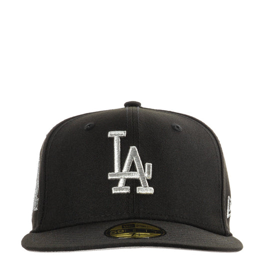Black 5950 baseball cap with raised LA logo patch