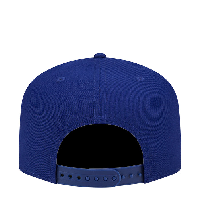 Royal blue A-frame baseball cap with open back and adjustable strap