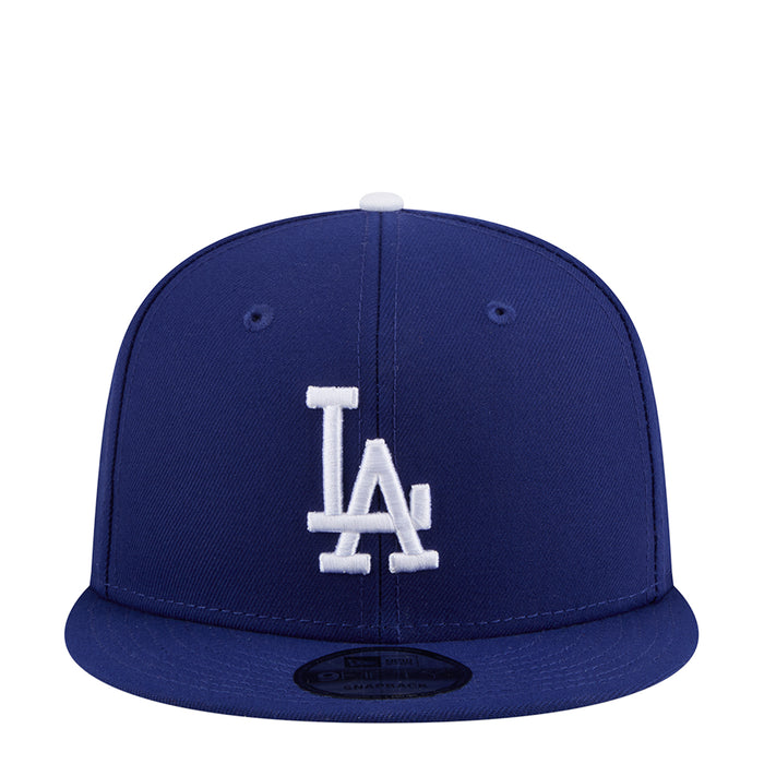 Royal blue baseball cap with white LA logo on front