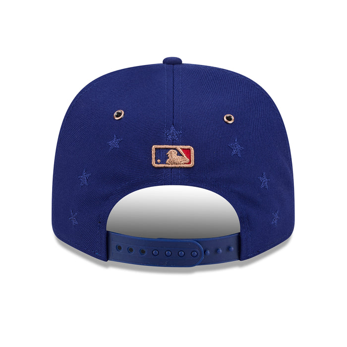 Blue baseball cap back with MLB shield patch and subtle star pattern