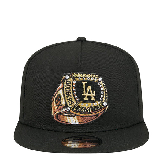 Black baseball cap with LA Dodgers championship patch on front
