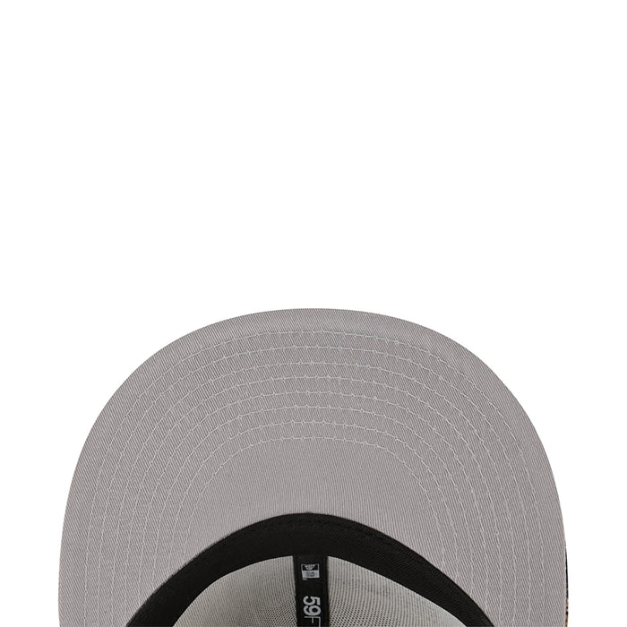 Grey baseball cap with black inner band and stitched crown
