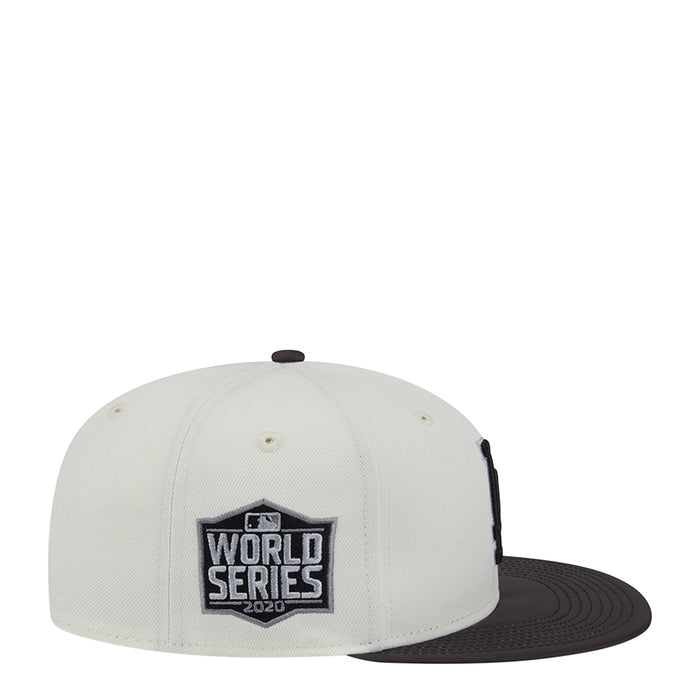 Two-tone baseball cap, white crown with World Series 2020 patch and black side panel
