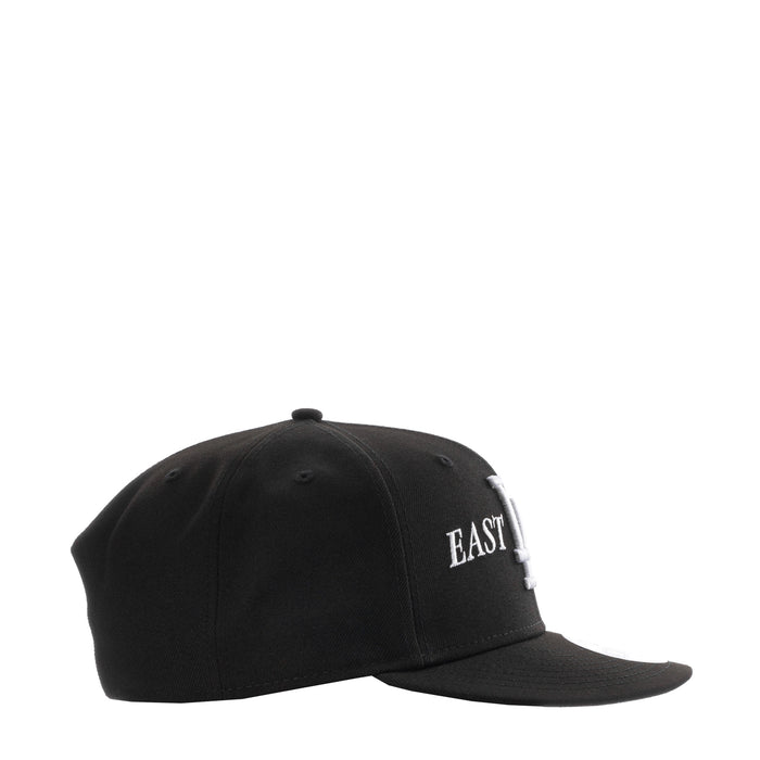 Black baseball cap with East lettering on side panel