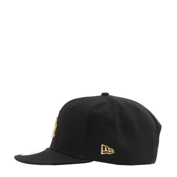 Black baseball cap with gold side LA emblem