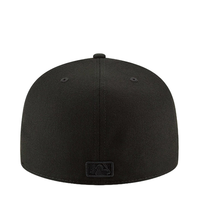 Black baseball cap back with embroidered square logo patch