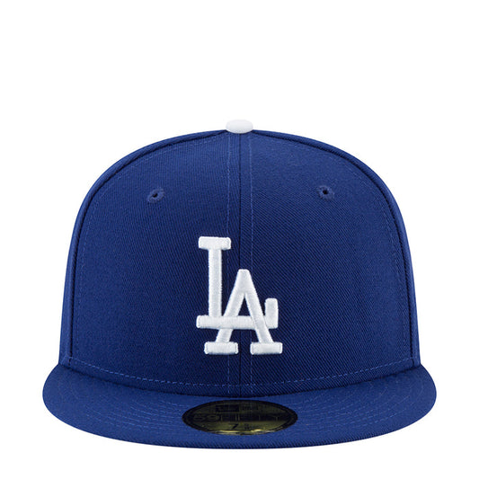 Royal blue baseball cap with white LA logo on front