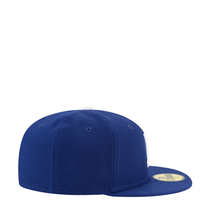 Royal blue baseball cap side view with small ventilation eyelets