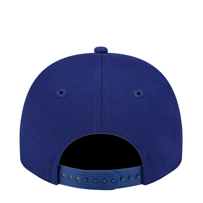 Youth navy cap back view with ventilation eyelets and adjustable strap