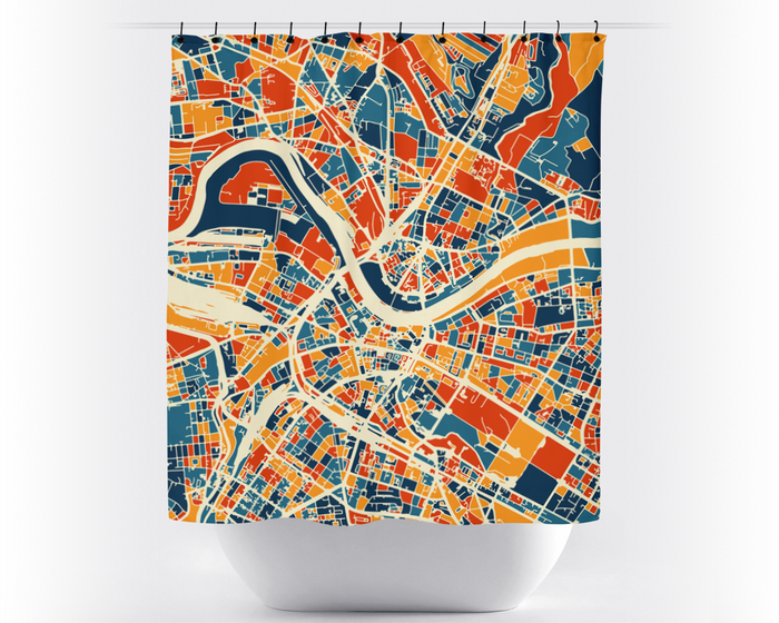 Dresden Map Shower Curtain - germany Shower Curtain - Chroma Series