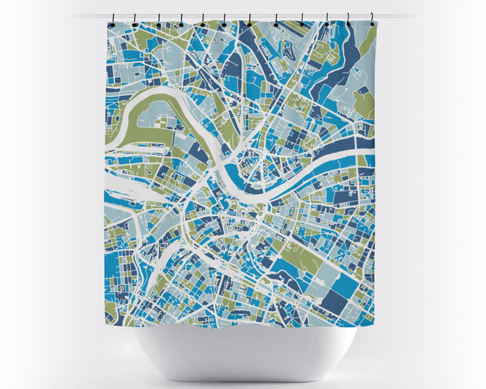 Dresden Map Shower Curtain - germany Shower Curtain - Chroma Series