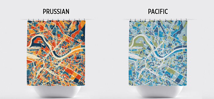 Dresden Map Shower Curtain - germany Shower Curtain - Chroma Series