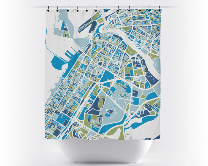 Dubai Map Shower Curtain - uae Shower Curtain - Chroma Series