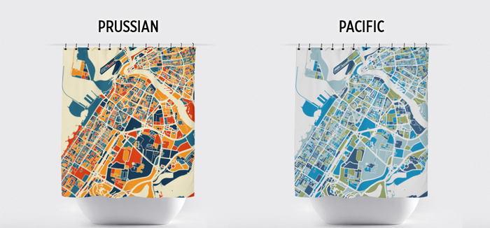 Dubai Map Shower Curtain - uae Shower Curtain - Chroma Series