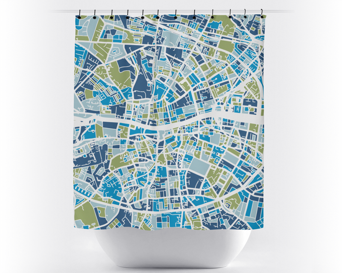 Dublin Map Shower Curtain - ireland Shower Curtain - Chroma Series